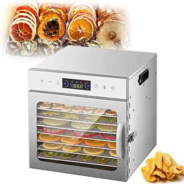 Imagem de Desidratador de alimentos, 8 bandejas de aço inoxidável,tela sensível ao toque LED, controle de temperatura de 30-90℃, com temporizador de 24 horas, adequado para carne seca, comida de cachorro