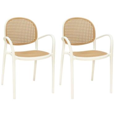 Imagem de Kit 2 Cadeiras De Jantar Roma Com Braço Para Sala E Cozinha - Bege