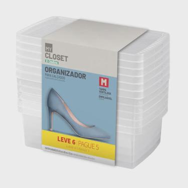 Imagem de Conjunto 6 Caixas Organizadora Sapatos Tênis 35 à 38 Média Ordene