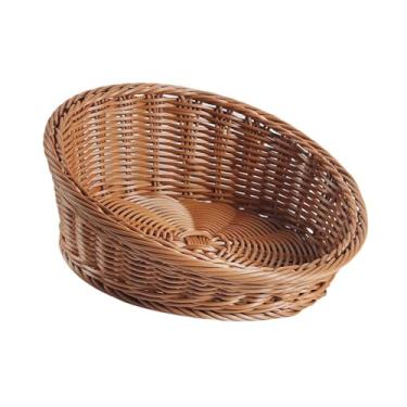 Imagem de IEUDNS Cesta de Pão Imitação de Vime Cesta de Vime Rústica Cesta de Café Da Manhã, Cesta de Frutas Trançada Cesta de Servir para Café, Festa, Casa, S