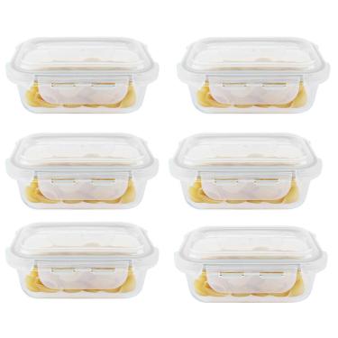Imagem de Kit 6 Potes Hermético Vidro Marmita Micro-Ondas 1040Ml