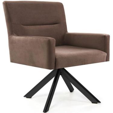 Imagem de Cadeira Para Sala Angel Giratória Eiffel Preto Veludo Marrom Acobreado