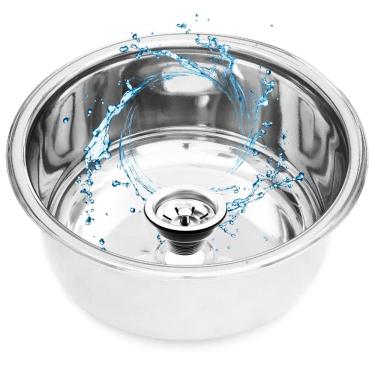 Imagem de Para Tampo de Granito - Cuba Pia Inox Redonda 30cm por 15cm