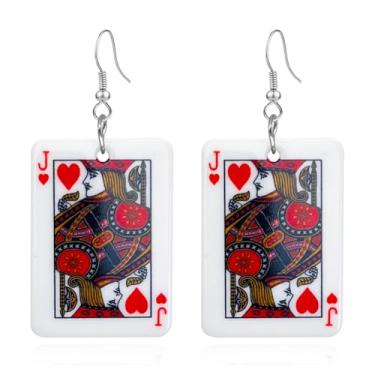 Imagem de QUSIJIA Brincos divertidos de acrílico para jogar pôquer, cartas criativas, King, pôquer, para mulheres, jogo de cassino, presente, trumpet, Acrílico, Sem pedra preciosa