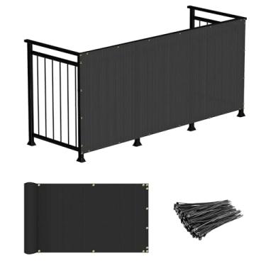Imagem de Windscreen4less Tela de privacidade para varanda de deque de 7,6 cm x 30,5 cm para deck, piscina, cercas, apartamento, varanda, tela de privacidade para pátio, quintal, varanda, cerca de condomínio com abraçadeiras pretas