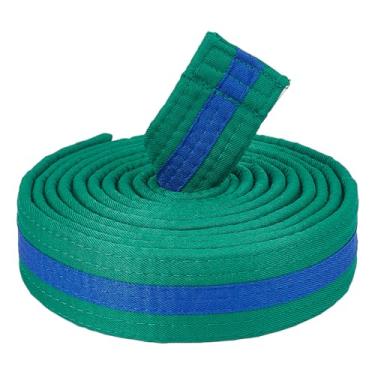 Imagem de CREATCABIN Cinto de Taekwondo Verde Azul Poliéster Cinto de Artes Marciais Judô Karate TKD Cinto Uniforme Aikido Classificação Longo Macio Universal Fit Cintos Jiu Jitsu para Equipamento de
