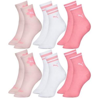 Imagem de Kit de 6 Pares de Meias Puma Modelo Cano Longo Infantil com Calcanhar 