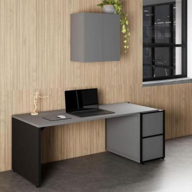 Imagem de Mesa Escritório 1,70m c/ Balcão e Armário Aéreo 2 Portas F5 - F5 Offic