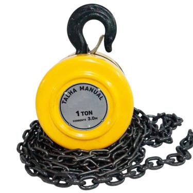 Imagem de Talha Manual 1 Tonelada 1000 kg com Corrente 3 Metros Elevação