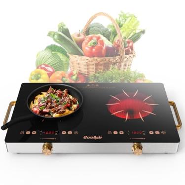 Imagem de Cooksir Cooktop Elétrico De 2 Bocas - Fogão Elétrico Portátil De 24 Polegadas 110 V, 2000 W, Fogão De Cerâmica De Bancada Com Duas Bocas, Painel De Controle Lcd, Trava Para Crianças, Temporizador,