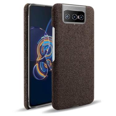 Imagem de Capa para ASUS Zenfone 8 Flip,Capa desenhada em lona,Case Protetora Ultrafina com Empunhadura Macia,Design em Tecido Antichoque e Antiarranhões-Brown