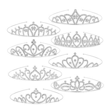 Imagem de 8 peças de tiaras para mulheres, tiaras e coroas para mulheres, tiara de princesa com strass prateado para casamento, festa de aniversário e formatura para noivas, damas de honra, one size, Strass