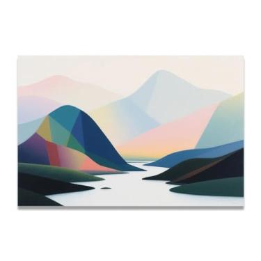 Imagem de LKXGRRSFG Impressão em tela de paisagem abstrata Tranquil Abyss Gradients 2025 - pinceladas texturizadas e fluxo de cor holográfico 80 x 120 cm