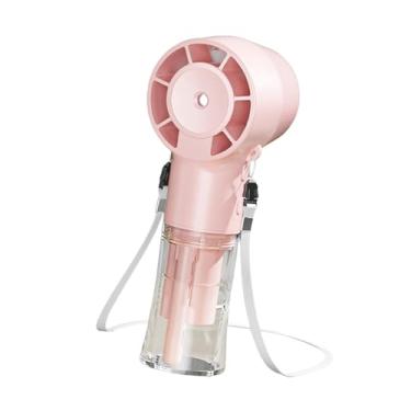 Imagem de Ｂｅｓｇａ Pulverizar ventilador de mão minimidificador resistente USB 4 velocidades Configurações de ventilador de refrigeração pessoal portátil para carro do, Rosa