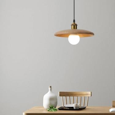Imagem de Lâmpada Pendente E27 Retro Estilo Industrial De Madeira Interior Mesa De Jantar Lustre De Cabeceira Luzes Criativas Iluminação Decorativa Altura Ajustável Para Restaurante C, Wood, 35cm