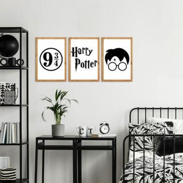 Imagem de Kit de Placas Decorativas Harry Potter Moldura Mel - Inove Papéis de P