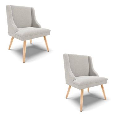 Imagem de Cadeira Sala De Jantar Pé Palito Natural Kit 2 Liz Bouclê Cinza D03 - D`rossi