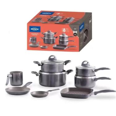 Imagem de Jogo de Panelas Smart Plus 8 peças Cinza