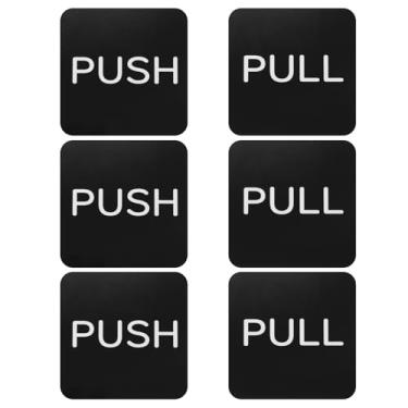 Imagem de PATIKIL Conjunto de 3 adesivos de porta push-pull, placa de 7,6 cm, placa vertical de acrílico autoadesivo para portas, janelas de vidro, lojas, negócios, quadrado, preto