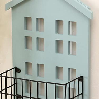 Imagem de Prateleira de Armazenamento de Parede Madeira Criativa Minimalista - Elegante Organizador Deco para Quarto e Sala - Rack Armazenamento Decoração Casa Moderna (Azul claro)