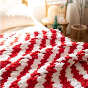 Imagem de Cobertor de malha grossa Abound – 127 cm x 152 cm – Cobertor de malha de chenille macio – Cobertor de crochê – Cobertor de tricô – Sofá, cama, cobertor grosso pesado, presente – Lavável na máquina (Natal)