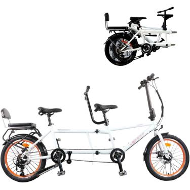 Imagem de Bike dobrável Bike 2 Cidade Bicicleta dobrável 7 Velocidade Bicicleta dobrável de cruzeiro ajustável com 3 assentos Brake de disco Adulto Bicicleta portátil Cidade