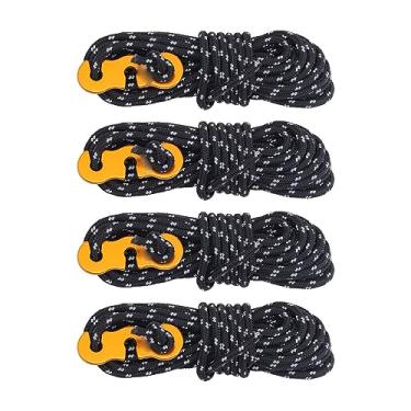 Imagem de 4pcs 3mm Guy Li Black 13,1ft por um Reflexo 573lb Load Bea Tent Cords para Cam Backyard Highking Travel Ckyard Hinking Travel 3mm Guy Linestent CordsReflective GuylineGuyline