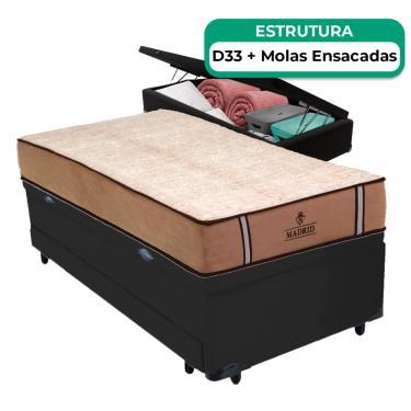 Imagem de Bicama Baú Solteirão E Colchão Madrid Molas Vstore 96x188x28
