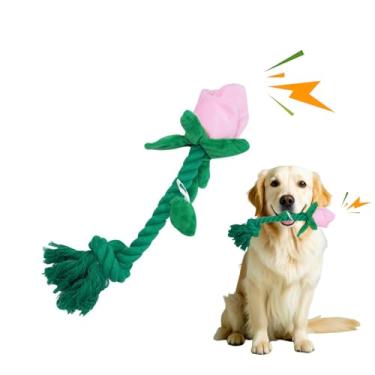 Imagem de Wunive Brinquedos barulhentos para cães, brinquedos de pelúcia de flor de rosa com papel enrugado para mantê-los ocupados, brinquedos interativos para mastigar cachorros, brinquedos barulhentos de