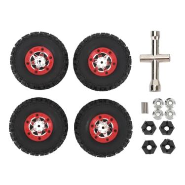 Imagem de 4pcs RC carro roda pneu Kit com engate hexagonal manga eixo leve porca definida para WLTOYS 12423 12427 12428 124006 tração reforçada todo o terreno versatilidade design elegante