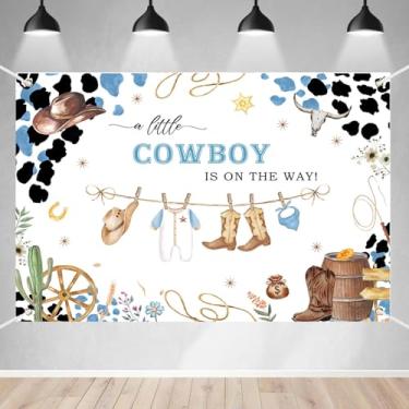 Imagem de AEMUYA Um Pequeno Cowboy Pano de Fundo de Chá de Bebê Azul Poeirento Velho Oeste Fundo de Chá de Bebê Cowboy Varal de Roupa de Bebê Chuveiro de Bebê Banner Decorações (71 x 43 polegadas)