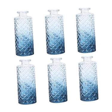 Imagem de Ｂｅｓｇａ 6 peças de vasos de vidro para arranjos florais, centro de mesa, acessório floral simples, mini vasos de flores para sala de estar, Azul Gradiente