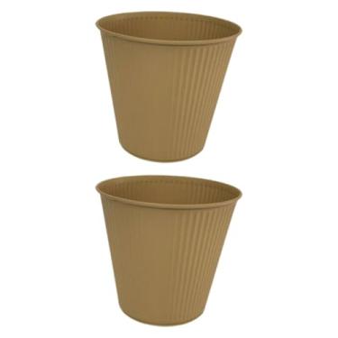 Imagem de Fenteer 2 Unidades de Baldes Decorativos e Vasos para Plantas com Organizador de Pincéis, Amarelo, Tamanho real