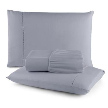 Imagem de Jogo de Lençol Queen Palito 400 Fios Com 3 Peças Micro Percal Jogo de 