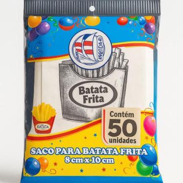 Imagem de Kit 50 Saquinhos de papel para Batata Frita pequeno 8x10cm - Genérica
