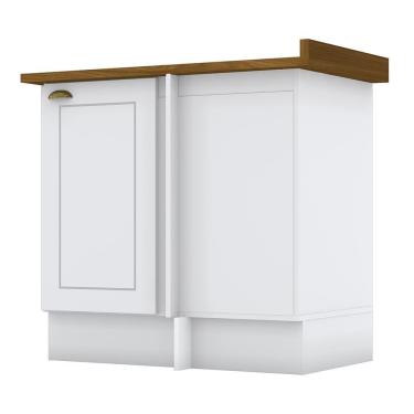 Imagem de Balcão Canto Reto 1 Porta Americana Branco Com Tampo Nature - Móveis Henn Branco-nature