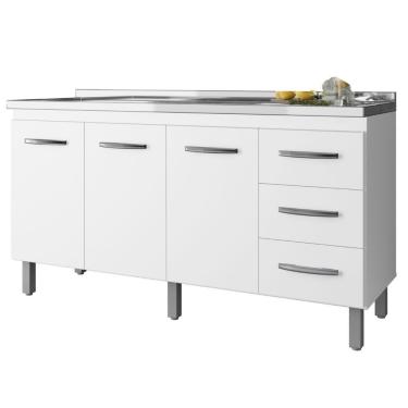 Imagem de Balcão Para Pia Diana 150 Cm 3 Portas Branco Moblis