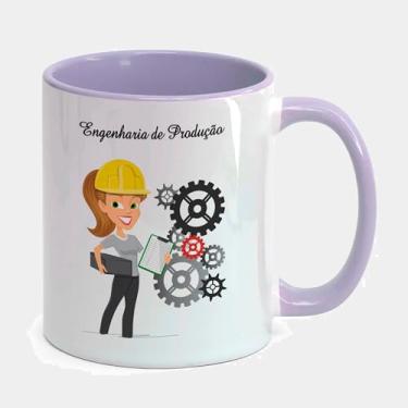 Imagem de Caneca Porcelana Branca Alça e Interior Roxa 325ml - Profissoes Engenharia de Producao