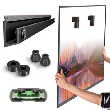 Imagem de Suporte de parede sem parafuso para TV, suporte de parede sem parafusos para TV de 56 a 139 cm, cabide para TVs de drywall de até 45 kg, inclinação de 5°, serve para VESA 400 x 400, sem furadeira, sem