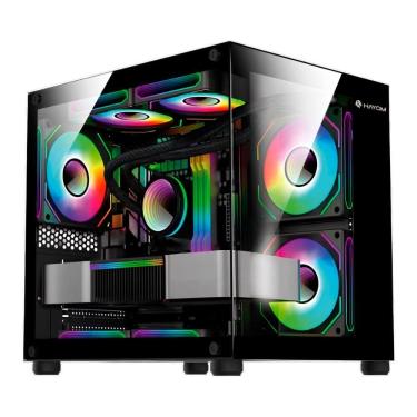 Imagem de Gabinete Gamer Aquário Hayom GB1796 - Vidro Temperado - Incluso 4 Coolers 120mm - Micro ATX - Preto