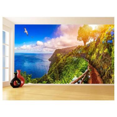 Imagem de Papel De Parede 3D Praia Mar Paisagem Céu Azul 3,5M Npr329 - Você Deco