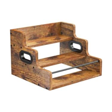 Imagem de SiaBiced Suporte para vinho, organizador de condimentos, suporte de madeira para exposição, prateleira decorativa de 3 níveis, para vinho para cafeteria,