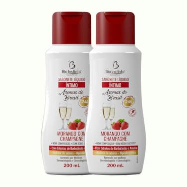 Imagem de 2 Sabonete Íntimo Líquido Morango com Champagne 200ml Bio Instinto (c/Extrato de Barbatimão e Aroeira)