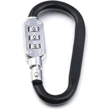 Imagem de 1 peça, preto, pequeno, combinação de 3 dígitos, mosquetão - cadeado sem chave reiniciável com senha para mochila ao ar livre cadeados combinados de viagem