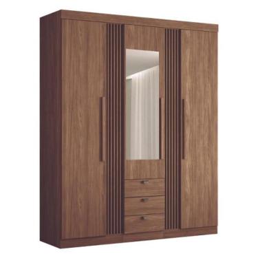 Imagem de Guarda Roupa Ripado 3 Portas Com Espelho Lens Jatobá - CASA H