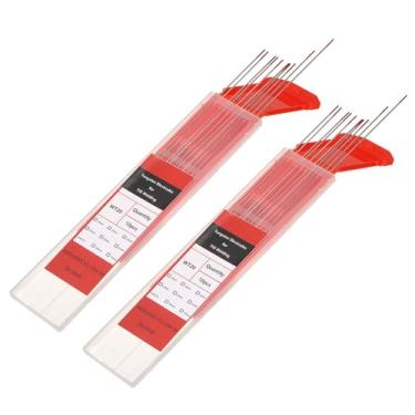 Imagem de HARFINGTON 20 eletrodos de tungstênio para soldagem TIG 0,1 cm x 17,8 cm 1,8-2,2% para soldagem de aço inoxidável, liga de alumínio e magnésio, fabricação de automóveis aeroespaciais, vermelho WT20