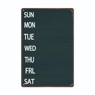 Imagem de Placa de menu semanal Sun Mon Tue Wed Qui Sex Sáb Placa de menu rústico placa de decoração de arte de parede rústica placa de menu para casa, sala de jantar, cozinha, placa de metal em lata, 20 x 30