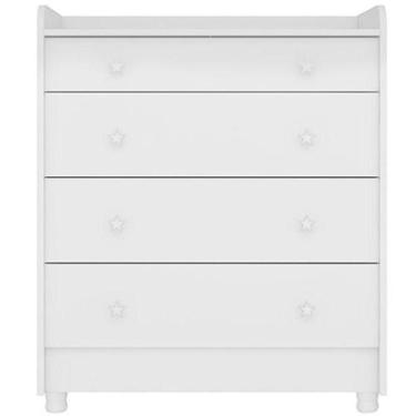 Imagem de Cômoda Com Trocador Infantil 4 Gavetas E Pés Doce Mel Branco - QMOVI