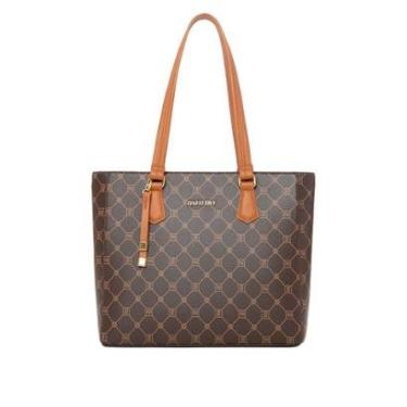 Imagem de Bolsa Feminina Rafitthy Tiracolo Grande Monograma Marrom-Feminino