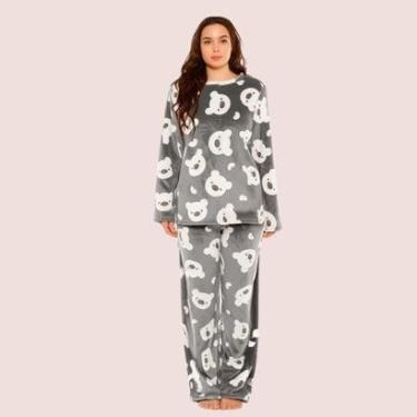 Imagem de Pijama Soft Feminino Inverno Longo Adulto Fleece B-Feminino